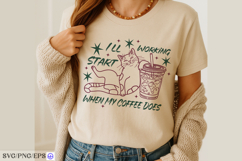 Cat Iced Coffee Funny Hand-drawn PNG SVG Design Product Image 4