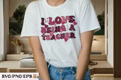 Retro Funny Teacher, Valentine Teacher SVG T-shirt Design Product Image 3
