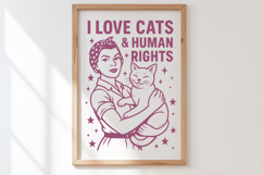 I Love Cats and Human Rights SVG Feminist Retro Cat Lady PNG Product Image 3