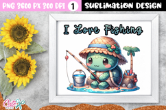 I Love Fishing Turtley  Design