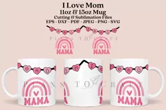 i love mom coffee mug sublimation wrap glass mug wrap svg presized for 11oz and 15oz glass ready to cut and sublimation files