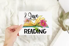 Book Sublimation |I Love Reading | Book and Flowers PNG Product Image 3