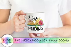 Book Sublimation |I Love Reading | Book and Flowers PNG Product Image 1