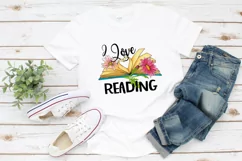 Book Sublimation |I Love Reading | Book and Flowers PNG Product Image 2