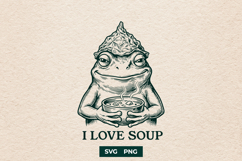 I Love Soup Frog SVG Funny Goblincore Toad Design Product Image 1