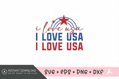 I LOVE USA SVG,American Flag SVG,Independence Day SVG Product Image 1