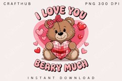 I love You Beary Much png, Valentines Day Magical Honey Bear Product Image 1