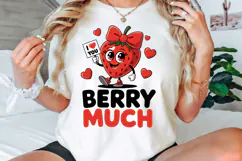 I Love You Berry Much T-Shirt Design, Valentine Day PNG Product Image 3
