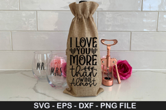 Valentine's Day Wine Bag SVG Design - I love you wine love Product Image 3