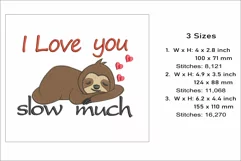 I love you slow much embroidery file, adorable sloth design Product Image 2