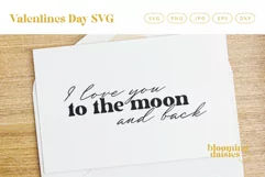 I love you to the moon and back SVG on greetings card
