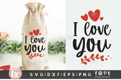 Valentine's Day Wine Bag SVG | I Love You Wine Bag Valentine Product Image 1