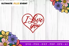 I Love You SVG, Heart SVG, Valentine Mug & Shirt SVG Design Product Image 2