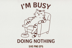 Sarcastic Cat Illustration Funny Lazy Line Art Kitty SVG PNG Product Image 1