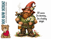 Woodland Gnome Clipart, Sarcastic clipart Product Image 2