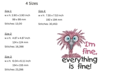 I'm Fine, Everything is Fine Embroidery Design Product Image 2