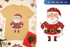 Grumpy Santa Claus Tangled in Christmas Lights Product Image 1