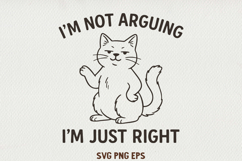 Sarcastic Cat Illustration Funny Lazy Line Art Kitty SVG PNG Product Image 1