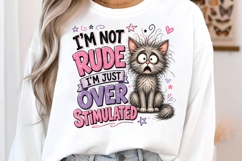 I'm Not Rude I'm Just Overstimulated Cat Funny PNG Product Image 3