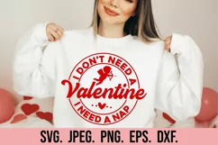 I Don't Need A Valentine I Need A Nap SVG - Cupid Cut File Product Image 1
