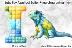 Cute Patchwork Baby Alphabet and Baby Animals PNG, Monogram Product Image 1