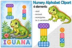 Nursery Alphabet Clipart, Flashcard Letter I, Monogram PNG Product Image 1