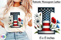Patriotic Floral Alphabet Clipart, Patriotic Monogram PNG Product Image 1