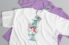 Spring Watercolor Letter. Monogram I. Sublimation Design Product Image 3