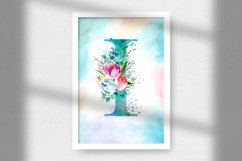 Spring Watercolor Letter. Monogram I. Sublimation Design Product Image 6