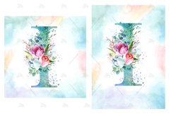 Spring Watercolor Letter. Monogram I. Sublimation Design Product Image 5