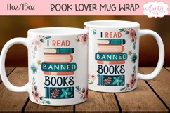 I read banned books mug wrap sublimation PNG | Book lover Product Image 1