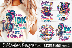 Funny Skeletons Sarcastic Retro PNG Sublimation Product Image 1
