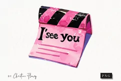 Kawaii Pink Evidence Marker I See you | Girly PNG Product Image 1