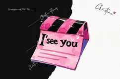 Kawaii Pink Evidence Marker I See you | Girly PNG Product Image 2