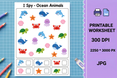 Ocean animals activity sheet I Spy printable worksheet Product Image 1