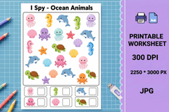 Ocean animals sea creatures kids I Spy printable worksheet Product Image 1
