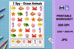 Ocean animals sea kids counting I Spy printable worksheet Product Image 1