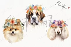 Watercolor Dogs with Flower Crowns Clipart | Watercolor Dog Product Image 3
