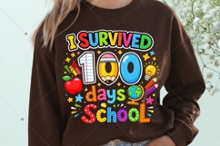 I Survived 100 Days Of School Png, Retro School Png, 100th Product Image 6