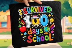 I Survived 100 Days Of School Png, Retro School Png, 100th Product Image 2