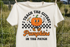 I Teach the Cutest Pumpkins SVG, Retro Teacher Fall PNG Product Image 2
