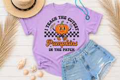 I Teach the Cutest Pumpkins SVG, Retro Teacher Fall PNG Product Image 4