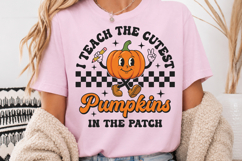 I Teach the Cutest Pumpkins SVG, Retro Teacher Fall PNG Product Image 5
