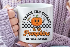 I Teach the Cutest Pumpkins SVG, Retro Teacher Fall PNG Product Image 6