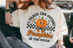 I Teach the Cutest Pumpkins SVG, Retro Teacher Fall PNG Product Image 7