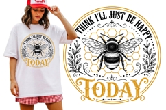 I Think I'll Just Be Happy Today Vintage Bee Graphic Tee Product Image 1