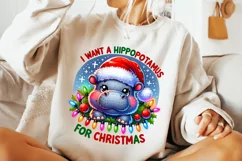 I Want A Hippopotamus For Christmas PNG, Christmas Kids PNG Product Image 3