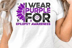 I Wear Purple for Epilepsy Awareness Sunflower Svg Cricut Product Image 1