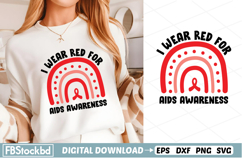 I Wear Red for Aids Awareness SVG, aids awareness shirt Product Image 1