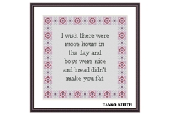 I wish there were more hours in the day funny cross stitch pattern - Tango Stitch